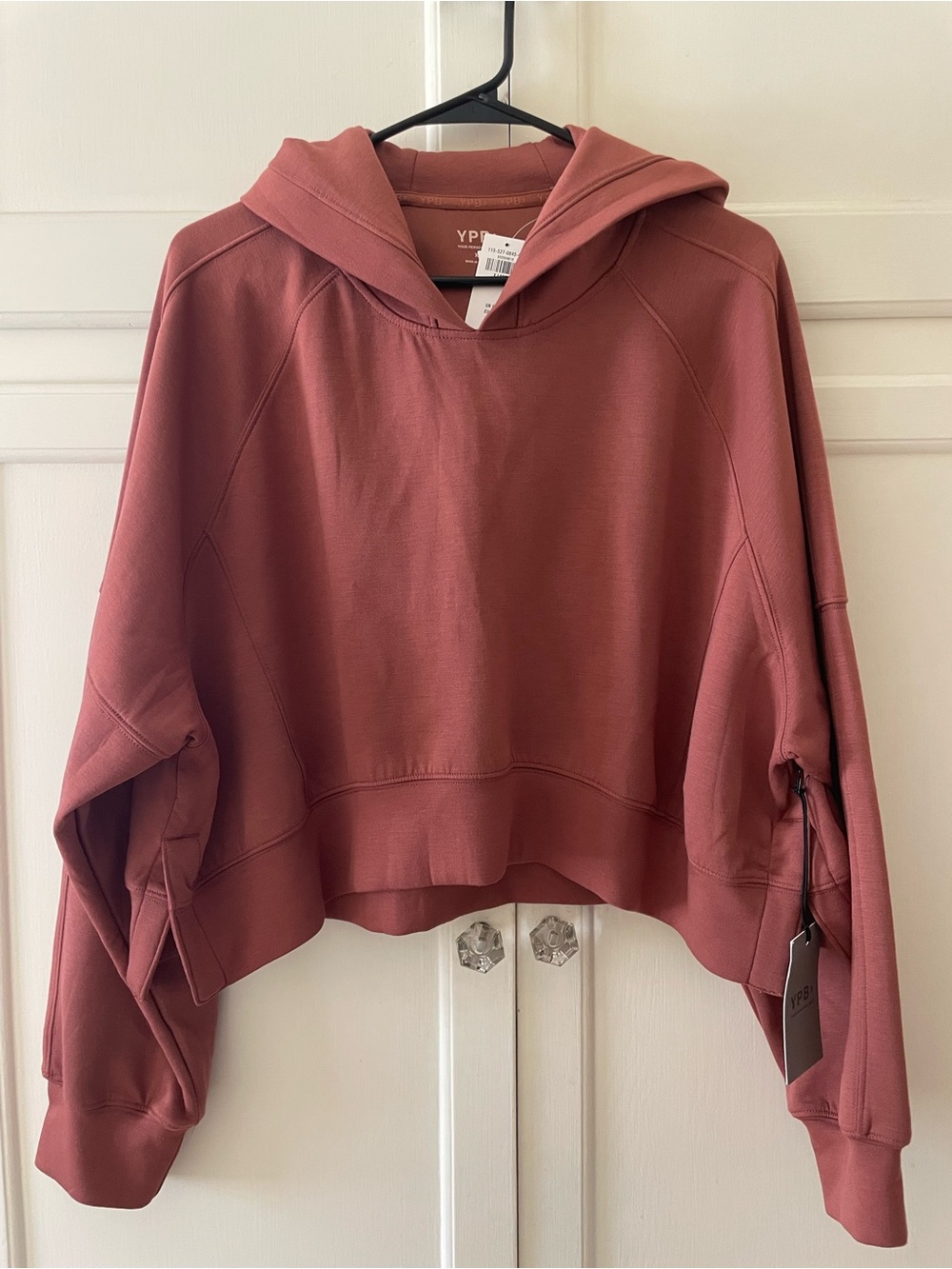 Cropped Hooded Pullover in Dusty Rose by YPL